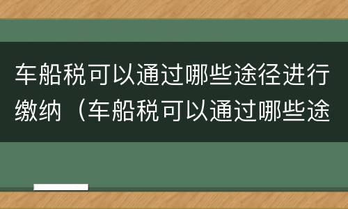 车船税可以通过哪些途径进行缴纳（车船税可以通过哪些途径进行缴纳呢）
