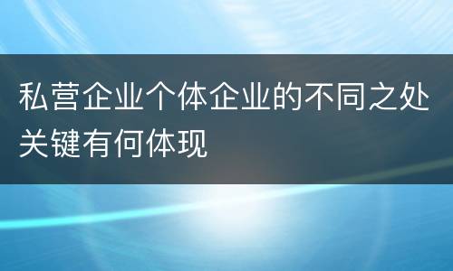 私营企业个体企业的不同之处关键有何体现