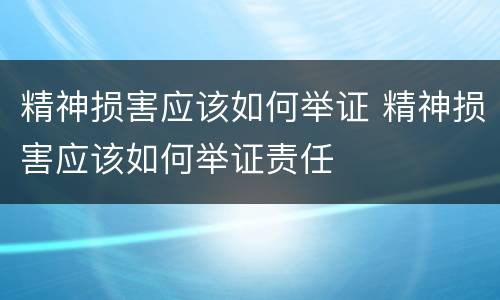 精神损害应该如何举证 精神损害应该如何举证责任