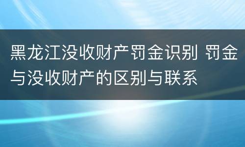 黑龙江没收财产罚金识别 罚金与没收财产的区别与联系