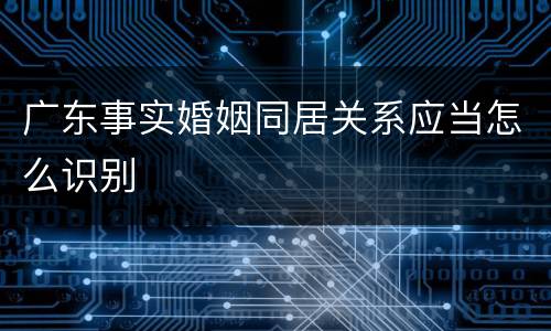 广东事实婚姻同居关系应当怎么识别