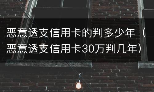 恶意透支信用卡的判多少年（恶意透支信用卡30万判几年）