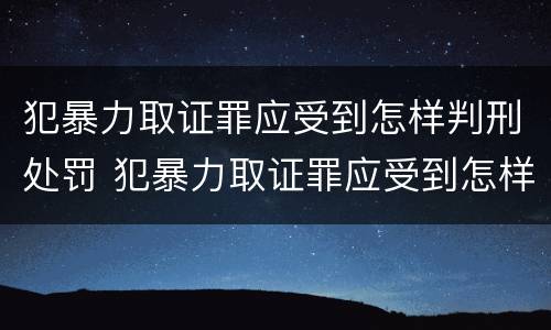 犯暴力取证罪应受到怎样判刑处罚 犯暴力取证罪应受到怎样判刑处罚呢