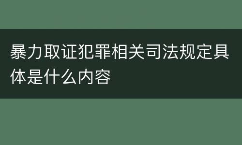 暴力取证犯罪相关司法规定具体是什么内容