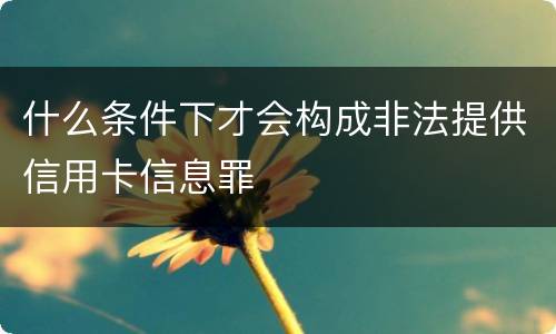什么条件下才会构成非法提供信用卡信息罪