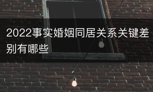 2022事实婚姻同居关系关键差别有哪些