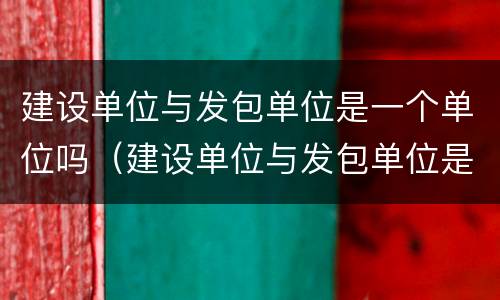 建设单位与发包单位是一个单位吗（建设单位与发包单位是一个单位吗为什么）