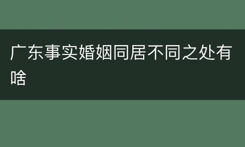 广东事实婚姻同居不同之处有啥