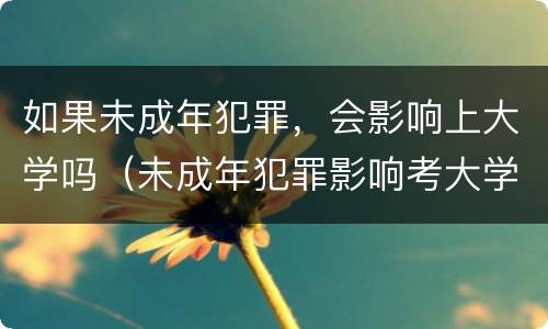 如果未成年犯罪，会影响上大学吗（未成年犯罪影响考大学吗）