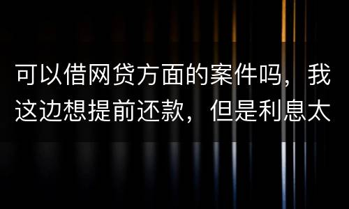 可以借网贷方面的案件吗，我这边想提前还款，但是利息太高