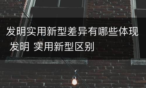 发明实用新型差异有哪些体现 发明 实用新型区别