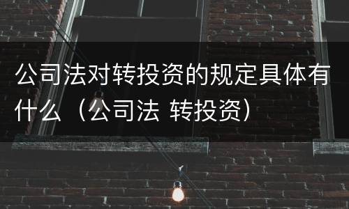 公司法对转投资的规定具体有什么（公司法 转投资）