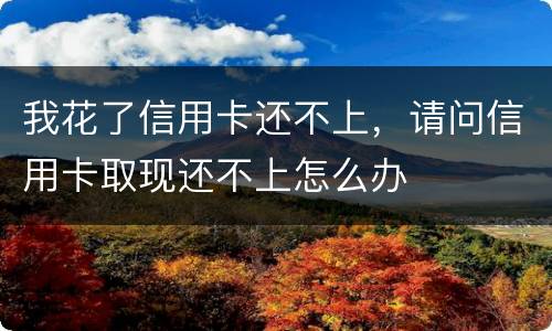 我花了信用卡还不上，请问信用卡取现还不上怎么办