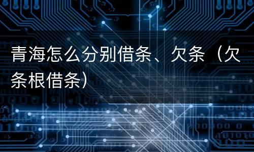 青海怎么分别借条、欠条（欠条根借条）