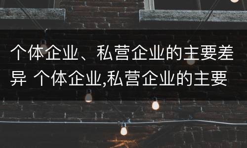 个体企业、私营企业的主要差异 个体企业,私营企业的主要差异是什么