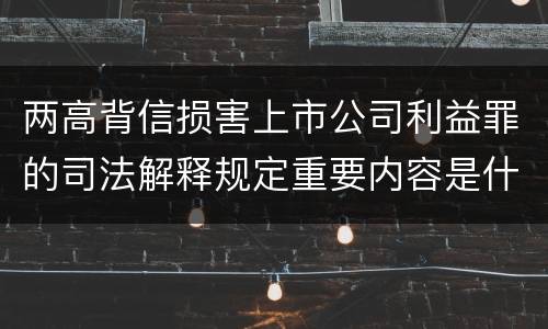 两高背信损害上市公司利益罪的司法解释规定重要内容是什么