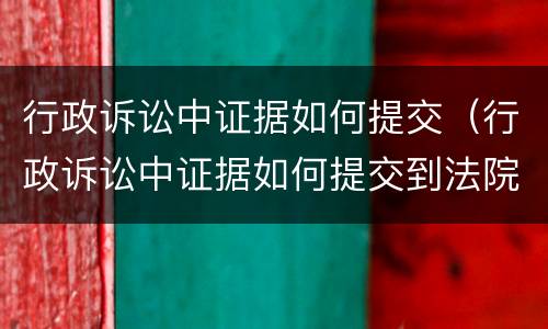 行政诉讼中证据如何提交（行政诉讼中证据如何提交到法院）