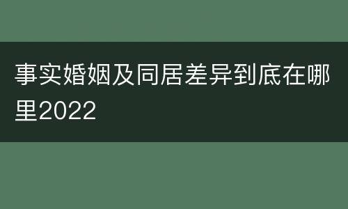 事实婚姻及同居差异到底在哪里2022
