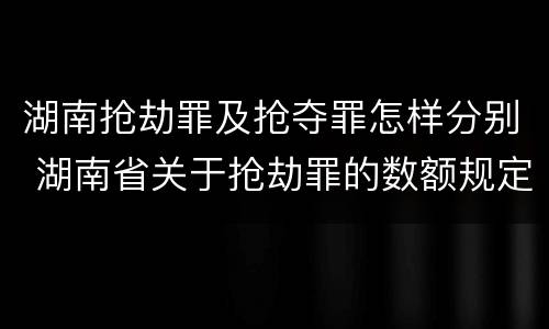 湖南抢劫罪及抢夺罪怎样分别 湖南省关于抢劫罪的数额规定