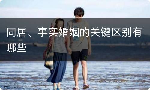 同居、事实婚姻的关键区别有哪些
