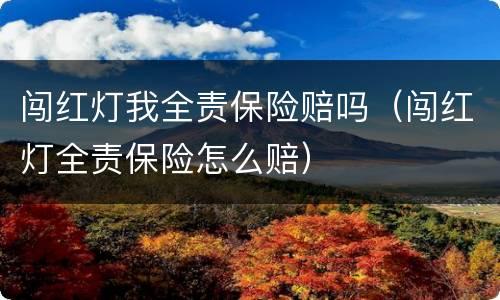 闯红灯我全责保险赔吗（闯红灯全责保险怎么赔）