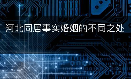 河北同居事实婚姻的不同之处
