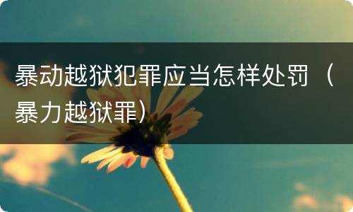 暴动越狱犯罪应当怎样处罚（暴力越狱罪）