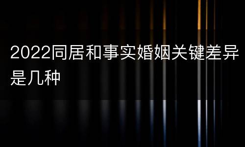 2022同居和事实婚姻关键差异是几种