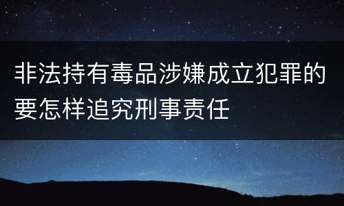 非法持有毒品涉嫌成立犯罪的要怎样追究刑事责任