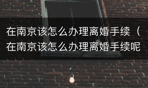 在南京该怎么办理离婚手续（在南京该怎么办理离婚手续呢）
