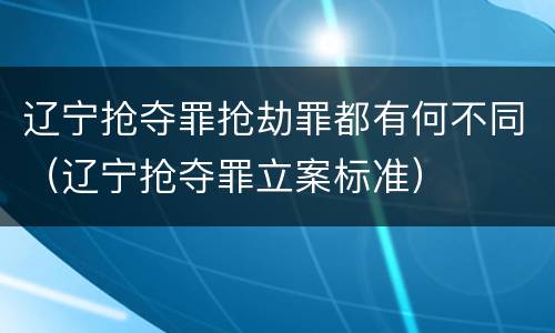 辽宁抢夺罪抢劫罪都有何不同（辽宁抢夺罪立案标准）