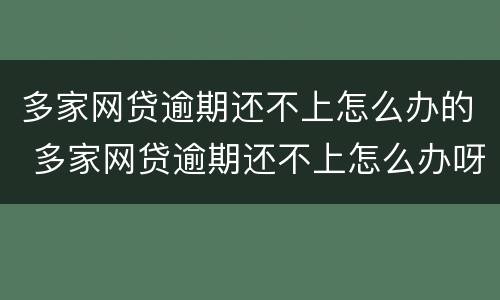 多家网贷逾期还不上怎么办的 多家网贷逾期还不上怎么办呀