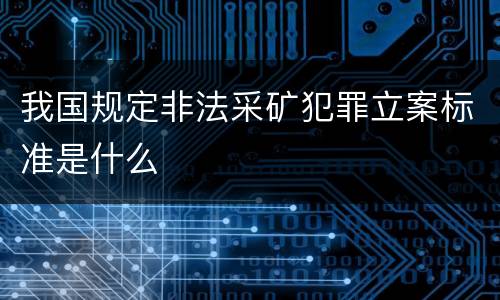 我国规定非法采矿犯罪立案标准是什么