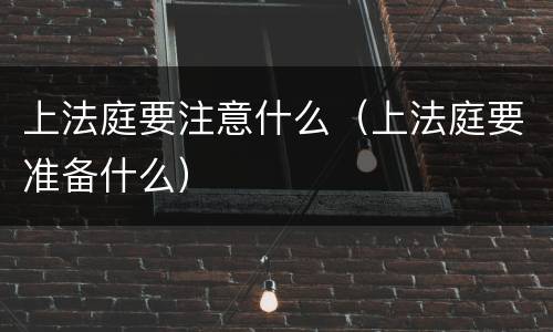 上法庭要注意什么（上法庭要准备什么）