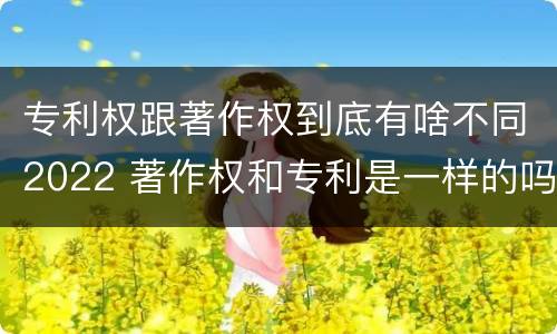 专利权跟著作权到底有啥不同2022 著作权和专利是一样的吗