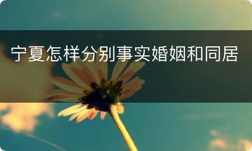 宁夏怎样分别事实婚姻和同居