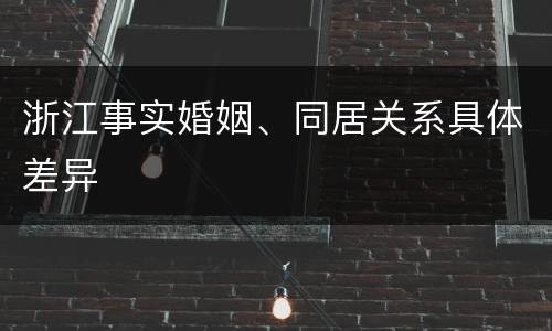 浙江事实婚姻、同居关系具体差异