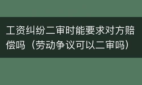 工资纠纷二审时能要求对方赔偿吗（劳动争议可以二审吗）