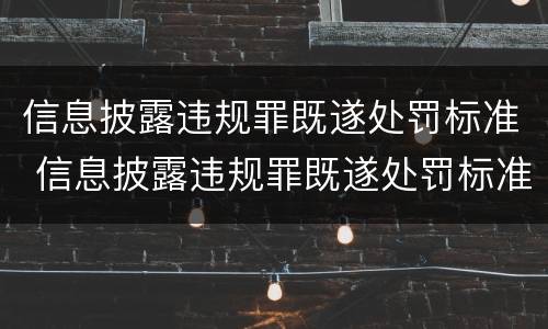 信息披露违规罪既遂处罚标准 信息披露违规罪既遂处罚标准