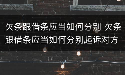 欠条跟借条应当如何分别 欠条跟借条应当如何分别起诉对方