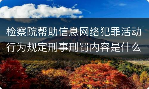 检察院帮助信息网络犯罪活动行为规定刑事刑罚内容是什么
