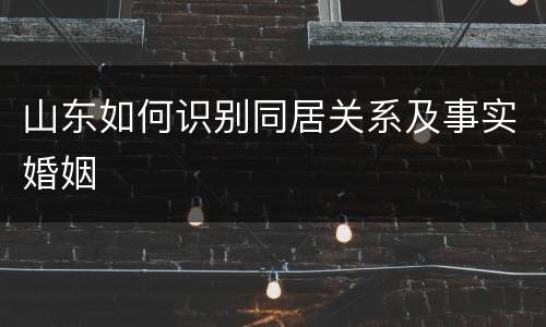 山东如何识别同居关系及事实婚姻