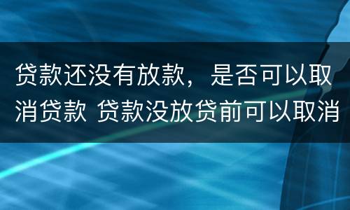 贷款还没有放款，是否可以取消贷款 贷款没放贷前可以取消吗