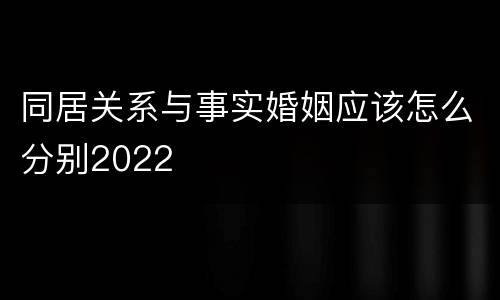同居关系与事实婚姻应该怎么分别2022