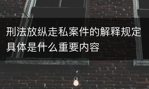 刑法放纵走私案件的解释规定具体是什么重要内容