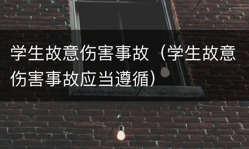 学生故意伤害事故（学生故意伤害事故应当遵循）