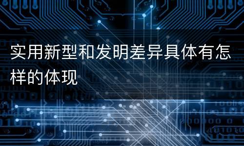 实用新型和发明差异具体有怎样的体现