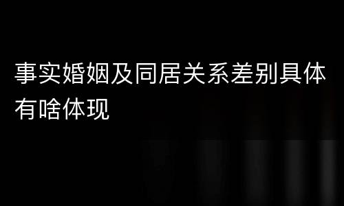 事实婚姻及同居关系差别具体有啥体现