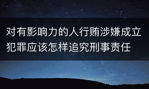 对有影响力的人行贿涉嫌成立犯罪应该怎样追究刑事责任