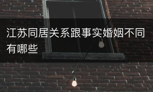 江苏同居关系跟事实婚姻不同有哪些